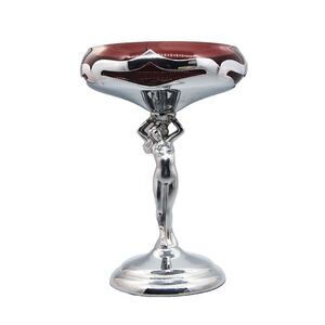 Cambridge Glass Farber Brother Krome Kraft Amethyst Nude Lady Art Deco Compote